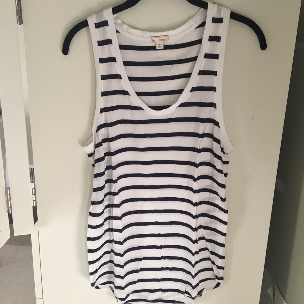 Gap White/Navy Striped Tank Top Size: Medium